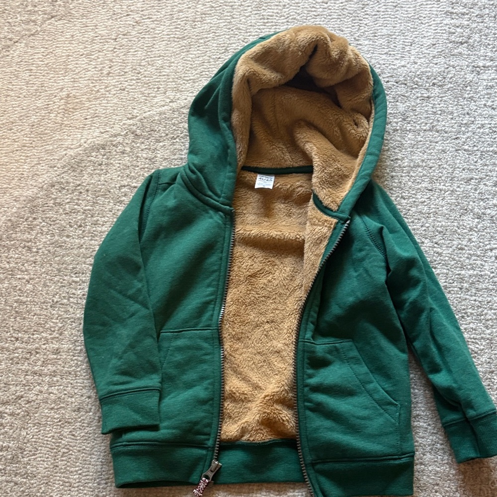 Carter's Green Hoodie with Brown Lining